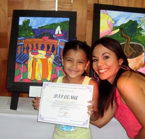 Alumna de 8 años interpretando a la pintora Ronda Ahrens, dirijida por la maestra Rocio Aguilera